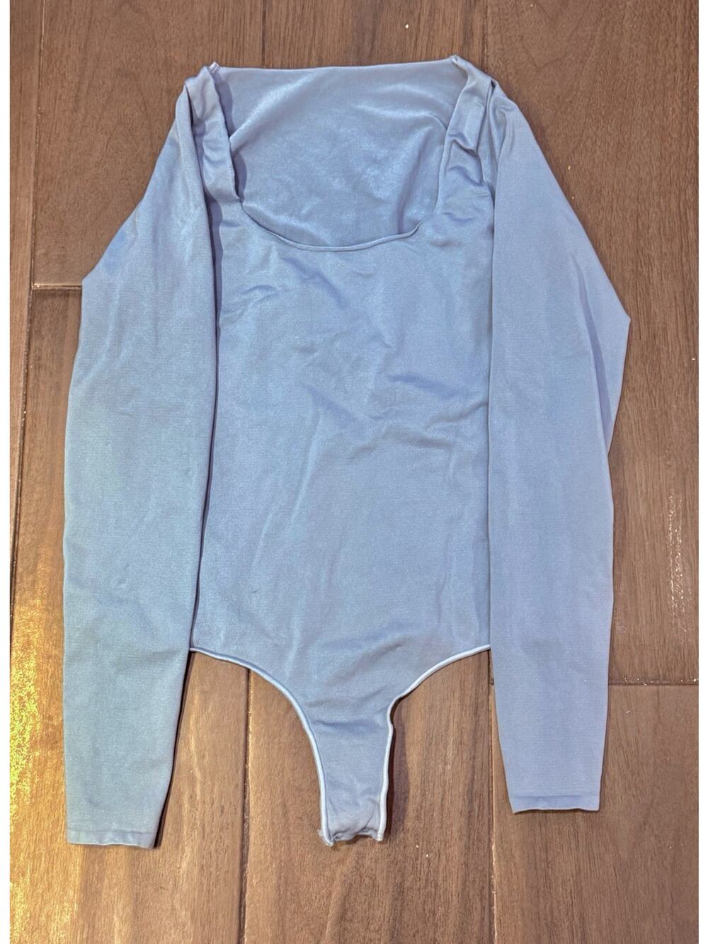 Skims Essential Bodysuit long sleeve crew womens Blue (L/XL) fitted rare